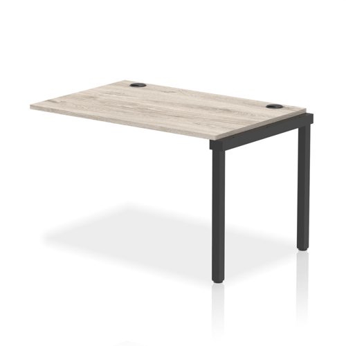 Impulse Bench Single Row Ext Kit 1200 Black Frame Office Bench Desk Grey Oak