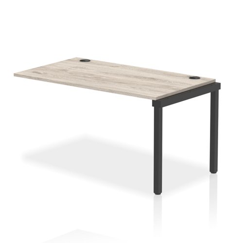 Impulse Bench Single Row Ext Kit 1400 Black Frame Office Bench Desk Grey Oak