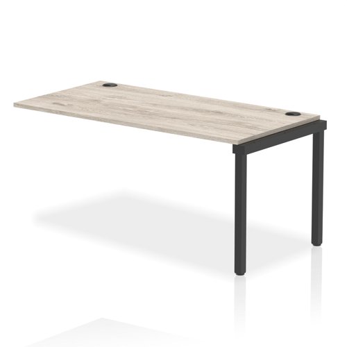 Impulse Bench Single Row Ext Kit 1600 Black Frame Office Bench Desk Grey Oak