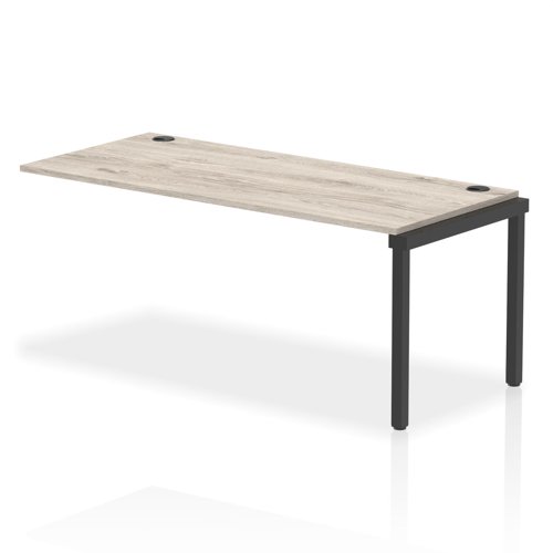 Impulse Bench Single Row Ext Kit 1800 Black Frame Office Bench Desk Grey Oak