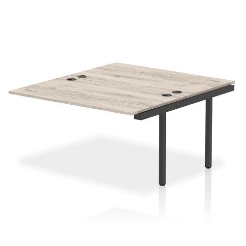 Impulse Bench B2B Ext Kit 1400 Black Frame Office Bench Desk Grey Oak