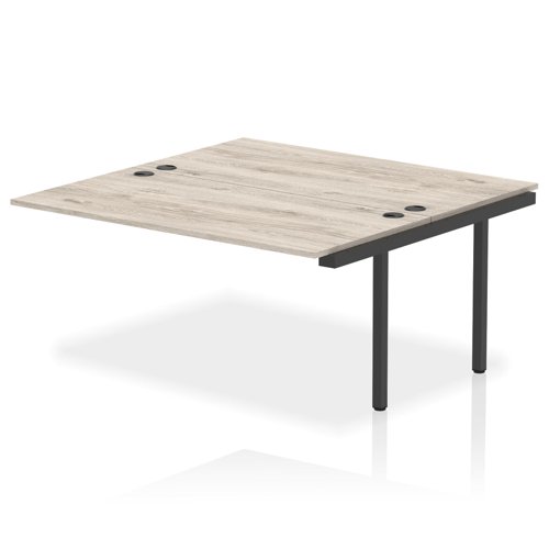 Impulse Bench B2B Ext Kit 1600 Black Frame Office Bench Desk Grey Oak