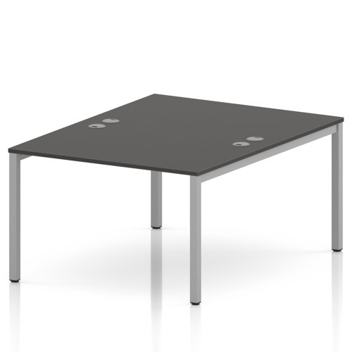 Impulse Bench B2B 2 Person 1200 Silver Frame Office Bench Desk Carbon Grey
