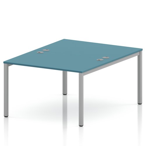 Impulse Bench B2B 2 Person 1200 Silver Frame Office Bench Desk Dark Teal