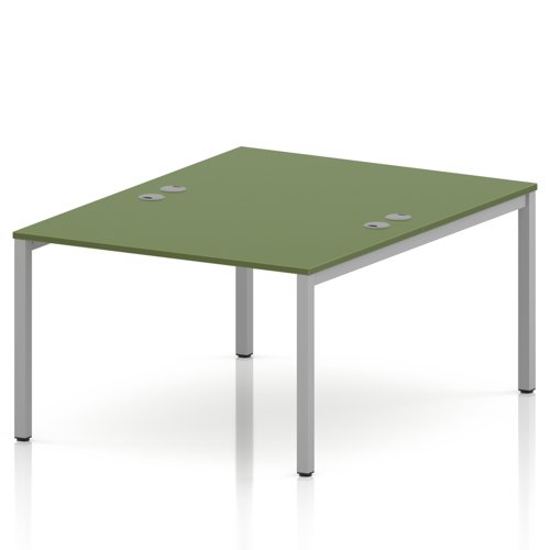 Impulse Bench B2B 2 Person 1200 Silver Frame Office Bench Desk Moss Green