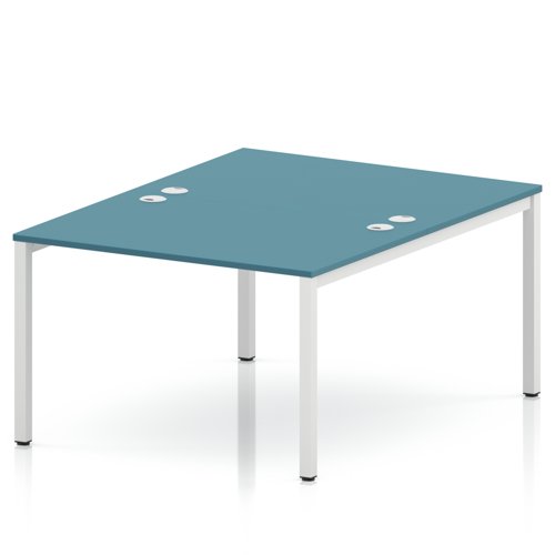 Impulse Bench B2B 2 Person 1200 White Frame Office Bench Desk Dark Teal