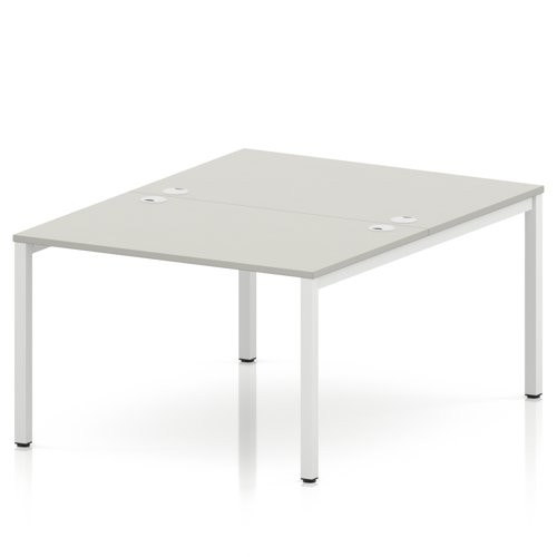 Impulse Bench B2B 2 Person 1200 White Frame Office Bench Desk Dove Grey