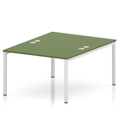Impulse Bench B2B 2 Person 1200 White Frame Office Bench Desk Moss Green