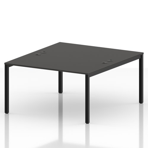 Impulse Bench B2B 2 Person 1400 Black Frame Office Bench Desk Carbon Grey