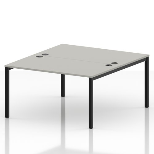 Impulse Bench B2B 2 Person 1400 Black Frame Office Bench Desk Dove Grey