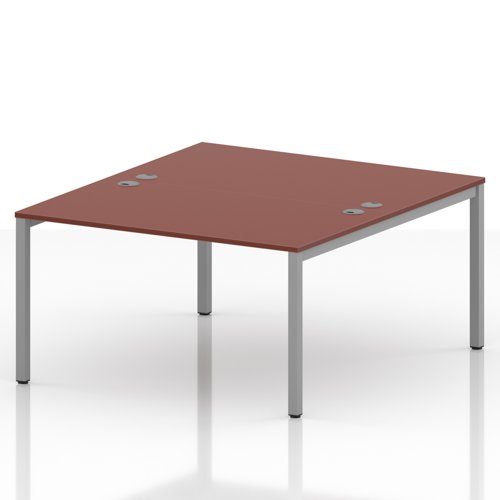 Impulse Bench B2B 2 Person 1400 Silver Frame Office Bench Desk Brick Red