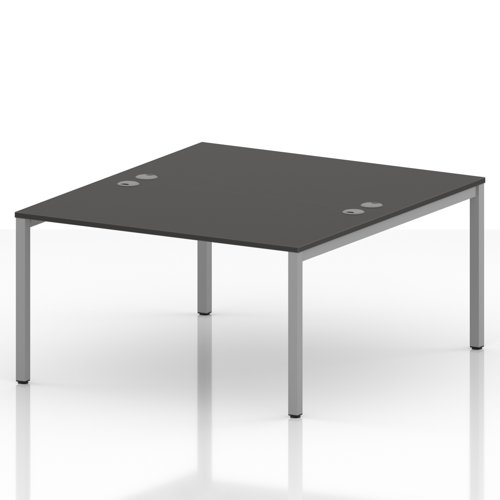 Impulse Bench B2B 2 Person 1400 Silver Frame Office Bench Desk Carbon Grey