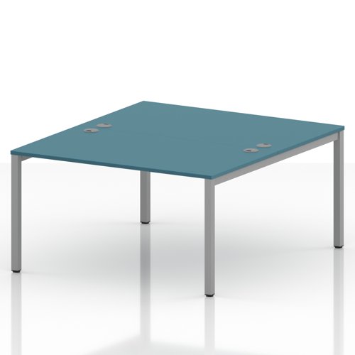Impulse Bench B2B 2 Person 1400 Silver Frame Office Bench Desk Dark Teal