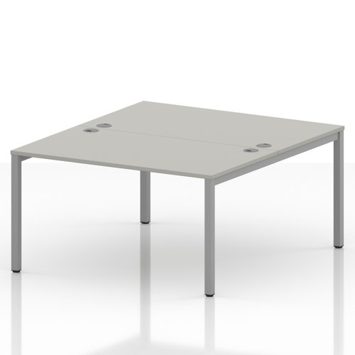 Impulse Bench B2B 2 Person 1400 Silver Frame Office Bench Desk Dove Grey