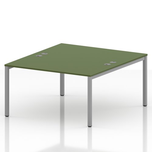 Impulse Bench B2B 2 Person 1400 Silver Frame Office Bench Desk Moss Green