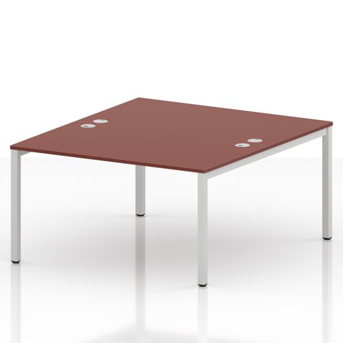 Impulse Bench B2B 2 Person 1400 White Frame Office Bench Desk Brick Red