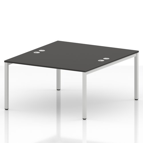 Impulse Bench B2B 2 Person 1400 White Frame Office Bench Desk Carbon Grey