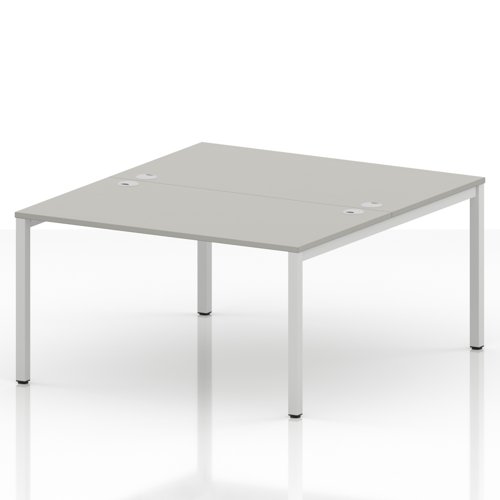 Impulse Bench B2B 2 Person 1400 White Frame Office Bench Desk Dove Grey