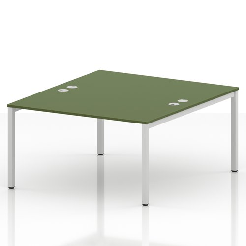 Impulse Bench B2B 2 Person 1400 White Frame Office Bench Desk Moss Green