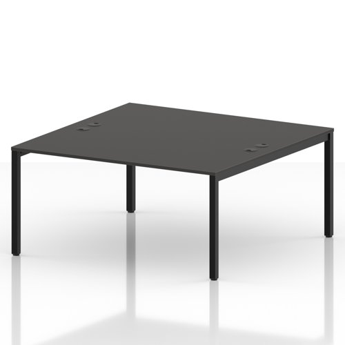 Impulse Bench B2B 2 Person 1600 Black Frame Office Bench Desk Carbon Grey