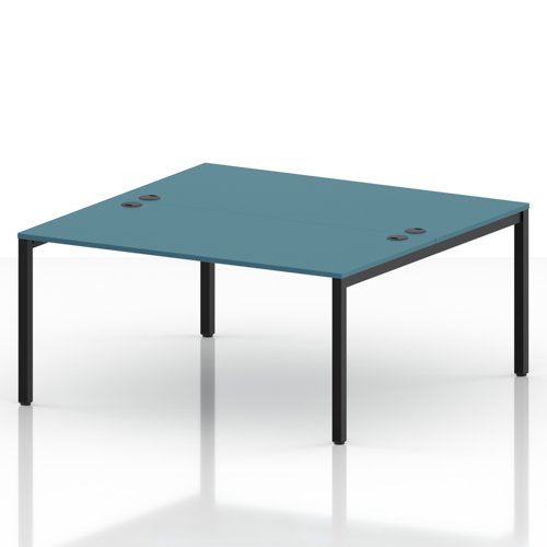 Impulse Bench B2B 2 Person 1600 Black Frame Office Bench Desk Dark Teal