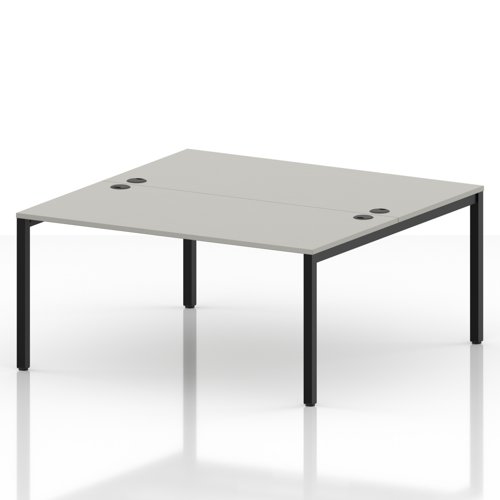 Impulse Bench B2B 2 Person 1600 Black Frame Office Bench Desk Dove Grey
