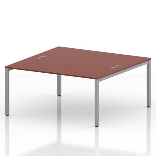 Impulse Bench B2B 2 Person 1600 Silver Frame Office Bench Desk Brick Red