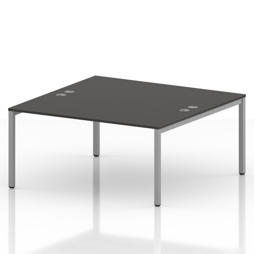 Impulse Bench B2B 2 Person 1600 Silver Frame Office Bench Desk Carbon Grey