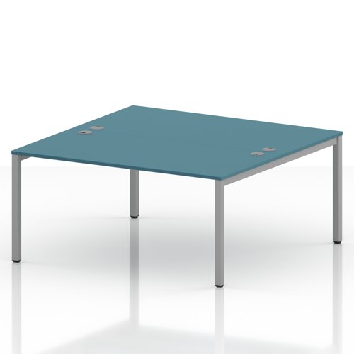 Impulse Bench B2B 2 Person 1600 Silver Frame Office Bench Desk Dark Teal