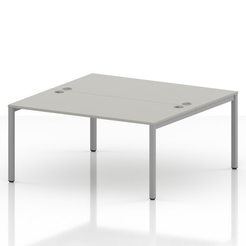 Impulse Bench B2B 2 Person 1600 Silver Frame Office Bench Desk Dove Grey