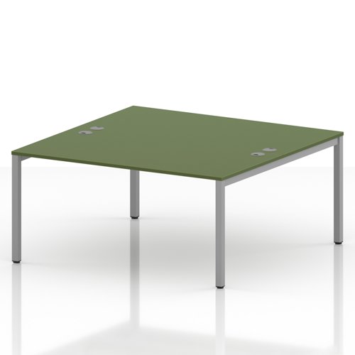 Impulse Bench B2B 2 Person 1600 Silver Frame Office Bench Desk Moss Green