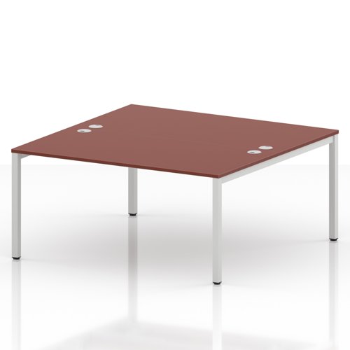 Impulse Bench B2B 2 Person 1600 White Frame Office Bench Desk Brick Red