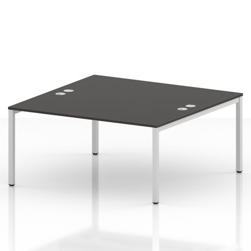 Impulse Bench B2B 2 Person 1600 White Frame Office Bench Desk Carbon Grey