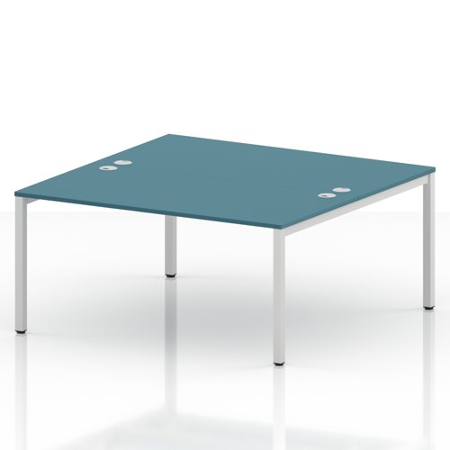 Impulse Bench B2B 2 Person 1600 White Frame Office Bench Desk Dark Teal