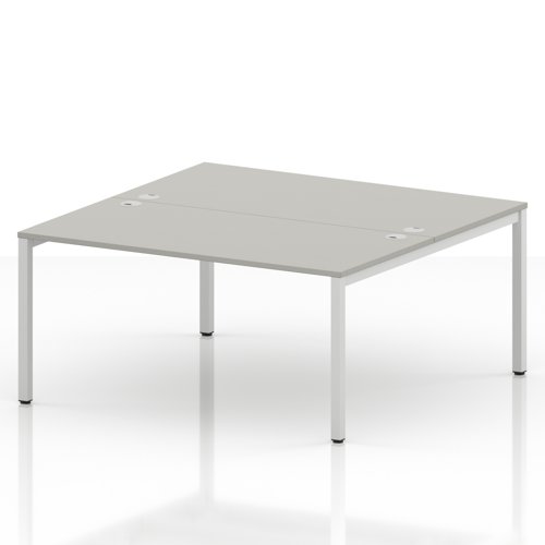 Impulse Bench B2B 2 Person 1600 White Frame Office Bench Desk Dove Grey