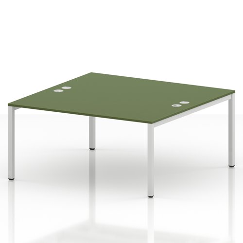 Impulse Bench B2B 2 Person 1600 White Frame Office Bench Desk Moss Green