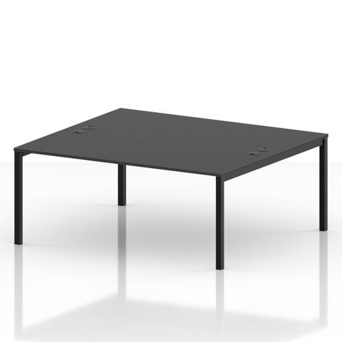 Impulse Bench B2B 2 Person 1800 Black Frame Office Bench Desk Carbon Grey