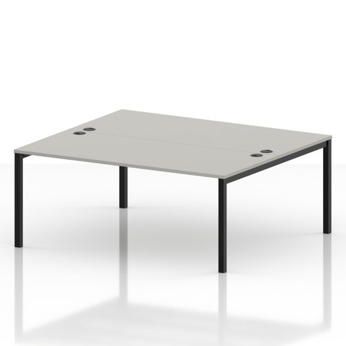 Impulse Bench B2B 2 Person 1800 Black Frame Office Bench Desk Dove Grey