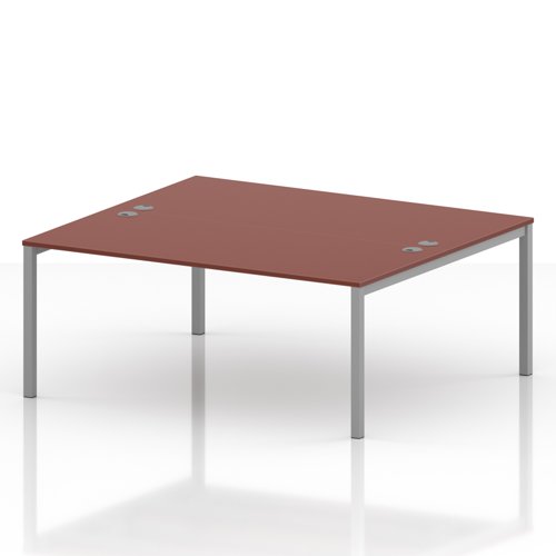 Impulse Bench B2B 2 Person 1800 Silver Frame Office Bench Desk Brick Red