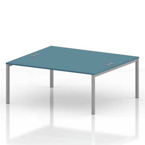 Impulse Bench B2B 2 Person 1800 Silver Frame Office Bench Desk Dark Teal