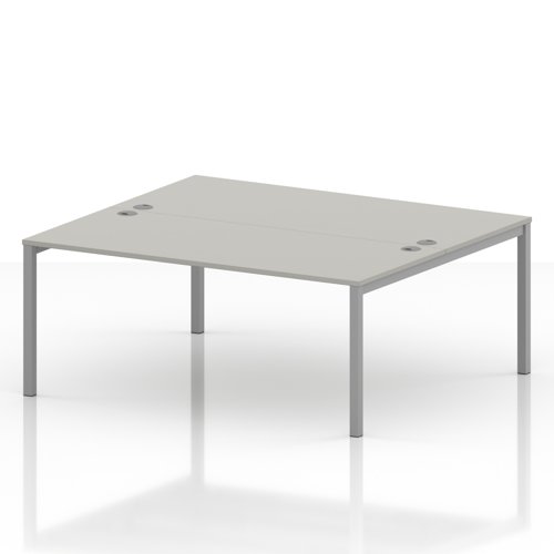Impulse Bench B2B 2 Person 1800 Silver Frame Office Bench Desk Dove Grey