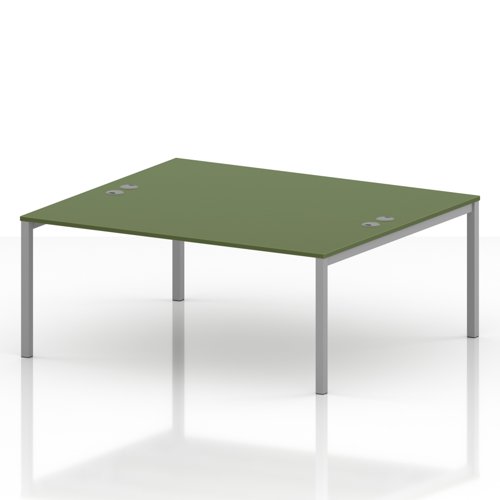 Impulse Bench B2B 2 Person 1800 Silver Frame Office Bench Desk Moss Green