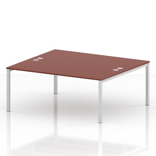 Impulse Bench B2B 2 Person 1800 White Frame Office Bench Desk Brick Red