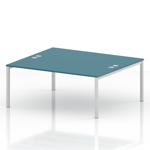 Impulse Bench B2B 2 Person 1800 White Frame Office Bench Desk Dark Teal