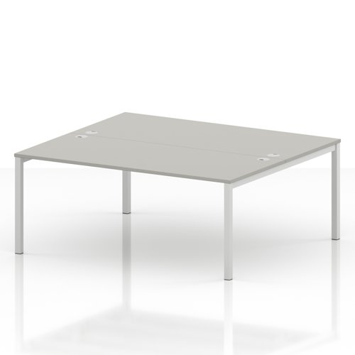 Impulse Bench B2B 2 Person 1800 White Frame Office Bench Desk Dove Grey