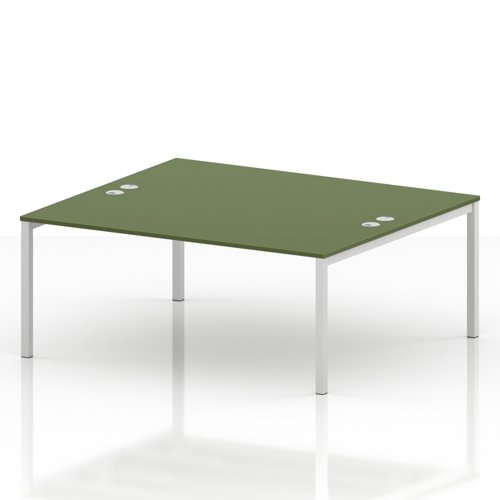 Impulse Bench B2B 2 Person 1800 White Frame Office Bench Desk Moss Green