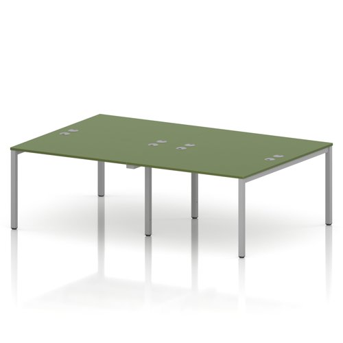 Impulse Bench B2B 4 Person 1200 Silver Frame Office Bench Desk Moss Green