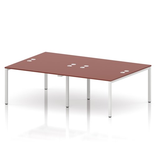 Impulse Bench B2B 4 Person 1200 White Frame Office Bench Desk Brick Red