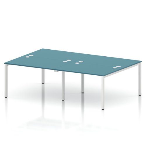 Impulse Bench B2B 4 Person 1200 White Frame Office Bench Desk Dark Teal