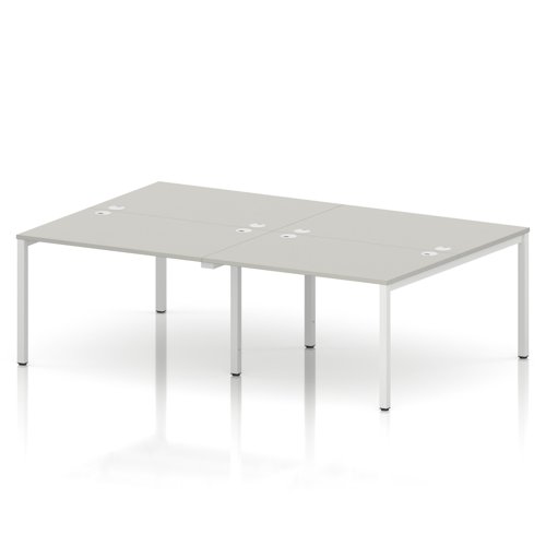Impulse Bench B2B 4 Person 1200 White Frame Office Bench Desk Dove Grey